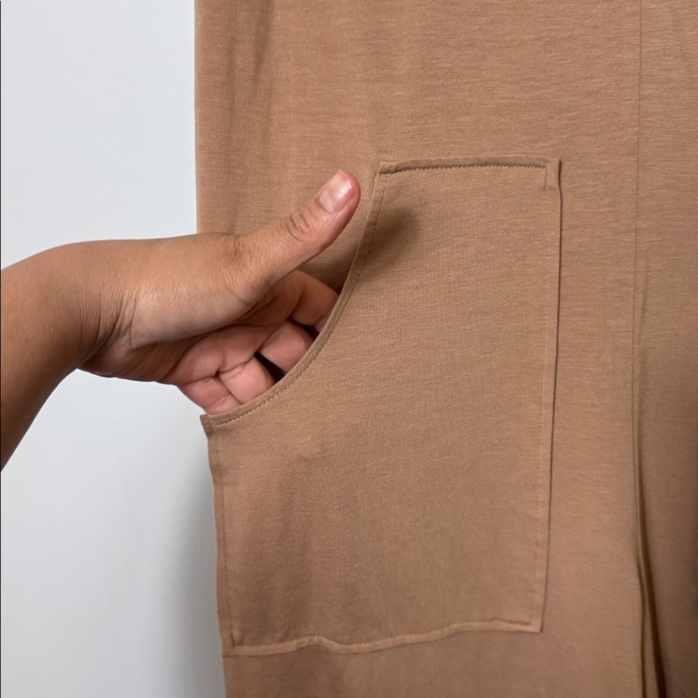 LOFT Sleeveless Wide-Leg Jumpsuit in Tan - Picture 4 of 6